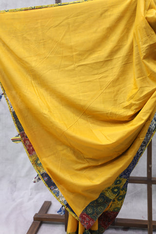 Yellow Cotton Patchwork Saree-SRYCPWS172