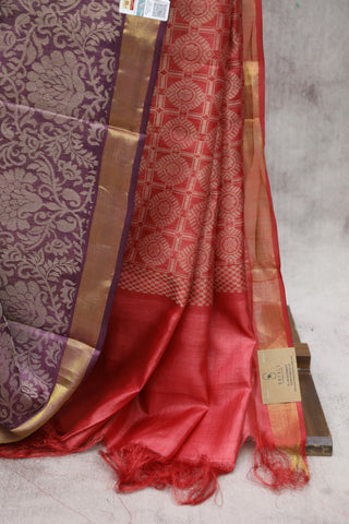 Purple Tussar Silk Saree - SRPTSS863