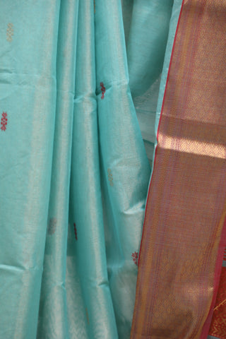 Aqua Green Maheshwari Tissue Silk Saree - SRAGMTSS241