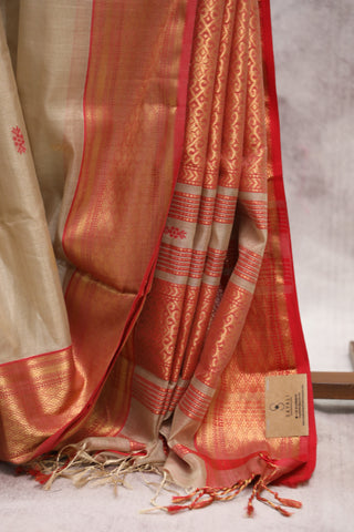 Pastel Brown Maheshwari Tissue Silk Saree - SRPBMTSS243