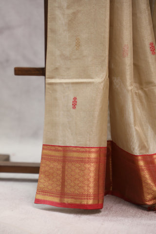 Pastel Brown Maheshwari Tissue Silk Saree - SRPBMTSS243