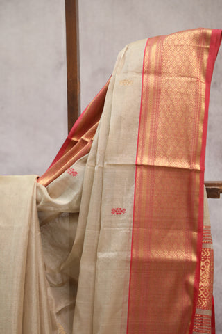 Pastel Brown Maheshwari Tissue Silk Saree - SRPBMTSS243