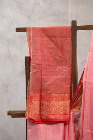 Rose Pink Maheshwari Tissue Silk Saree - SRRPMTSS242