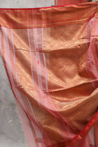 Rose Pink Maheshwari Tissue Silk Saree - SRRPMTSS242