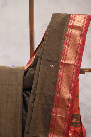 Dark Khaki Silk Maheshwari Saree -SRDKSMS201