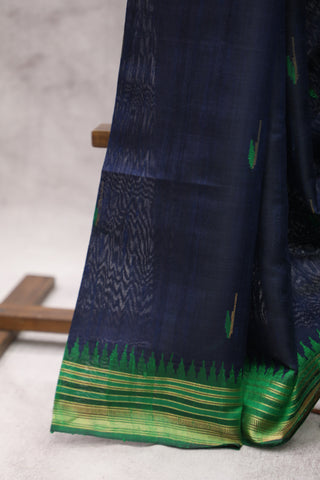 Midnight Blue Raw Silk Saree - SRMBRSS320