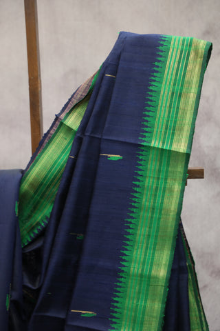 Midnight Blue Raw Silk Saree - SRMBRSS320