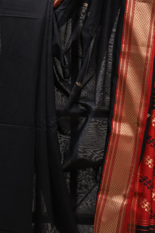 Black Silk Maheshwari Saree -SRBSMS197