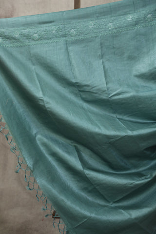 Green Machine Embroidered Tussar Silk Saree - SRGMETSS917