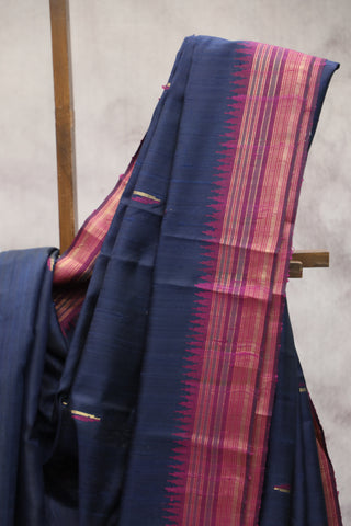 Dark Blue Raw Silk Saree - SRDBRSS578