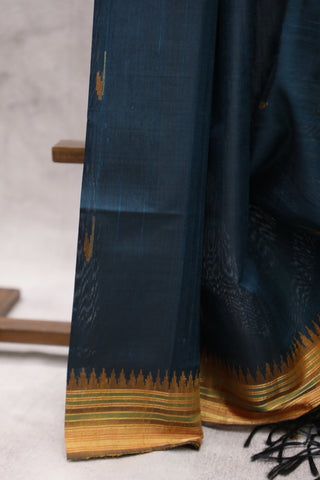 Dark Teal Raw Silk Saree - SRDTRSS331