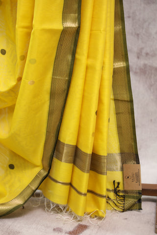 Yellow Silk Maheshwari Saree -SRYSMS216