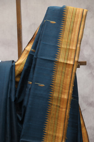 Dark Teal Raw Silk Saree - SRDTRSS331