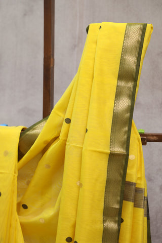 Yellow Silk Maheshwari Saree -SRYSMS216