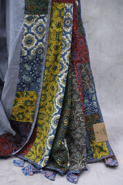 Grey Cotton Patchwork Saree - SRGCPWS194