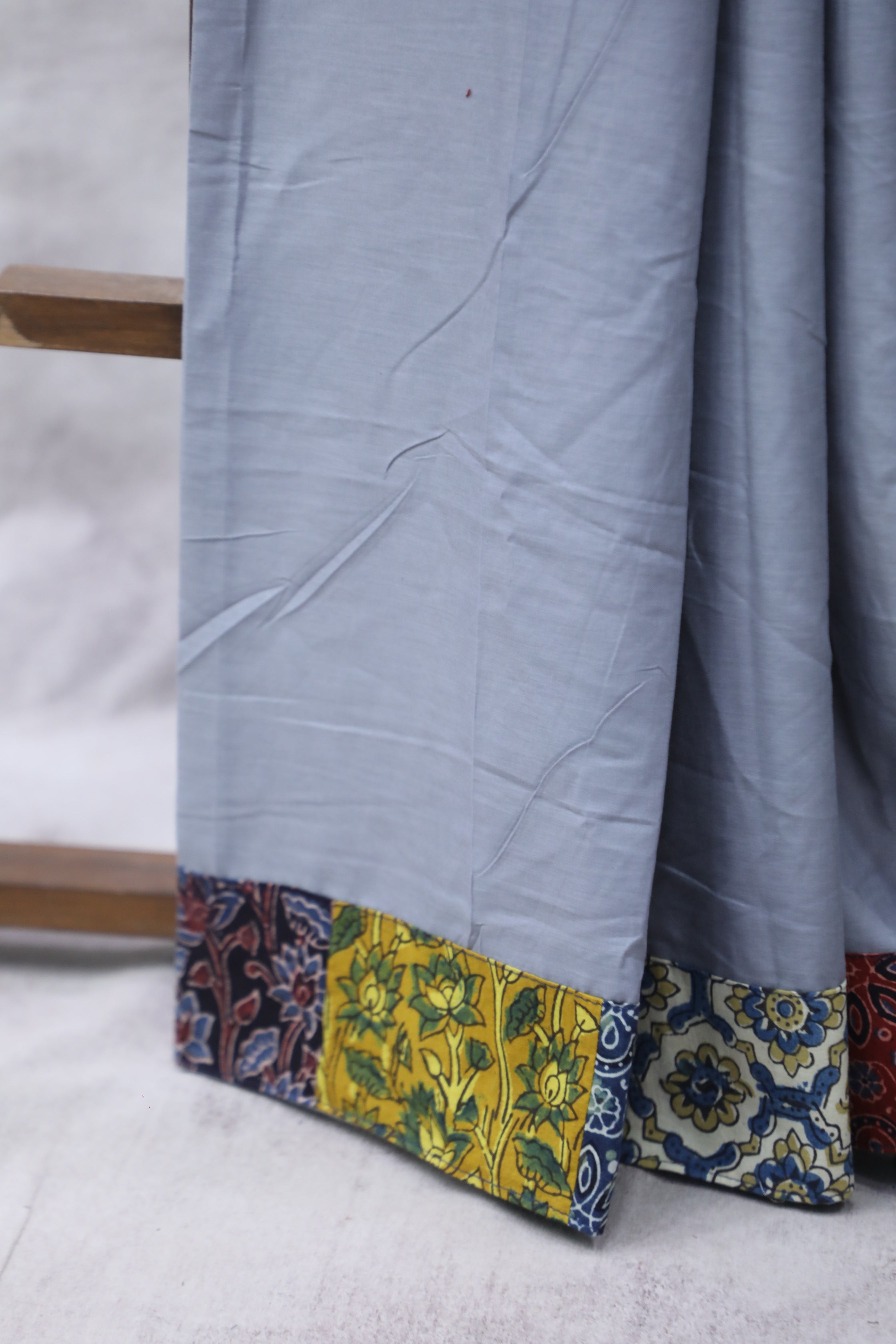 Grey Cotton Patchwork Saree - SRGCPWS194