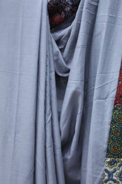 Grey Cotton Patchwork Saree - SRGCPWS194