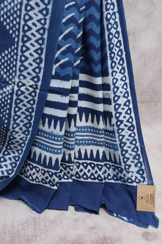 Indigo HBP Cotton Saree-SRICS1044