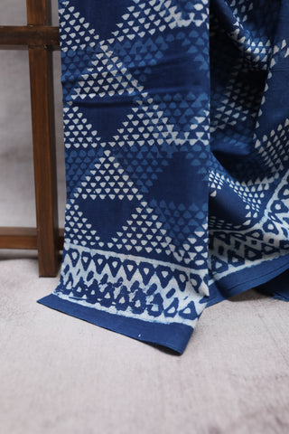 Indigo HBP Cotton Saree-SRICS1044