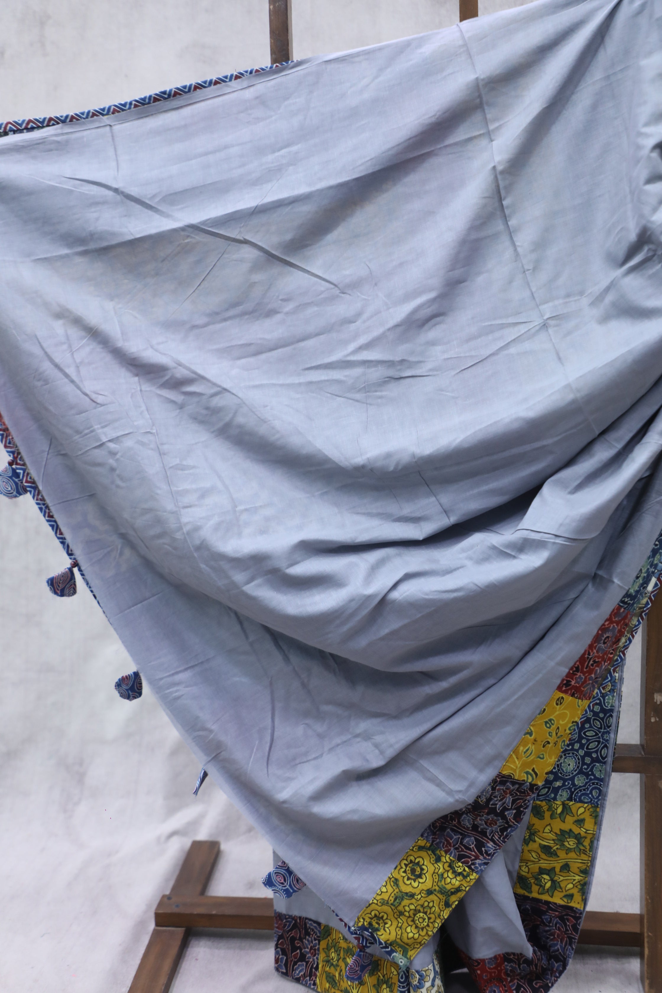 Grey Cotton Patchwork Saree - SRGCPWS194