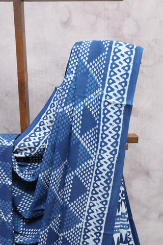 Indigo HBP Cotton Saree-SRICS1044