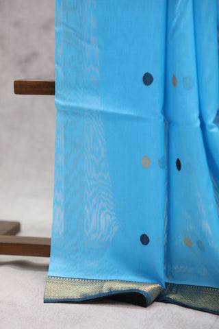 Sky Blue Silk Maheshwari Saree -SRSBSMS220