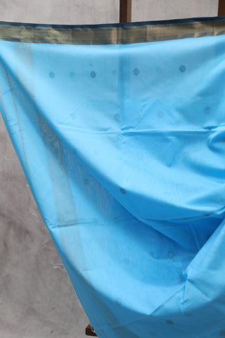 Sky Blue Silk Maheshwari Saree -SRSBSMS220