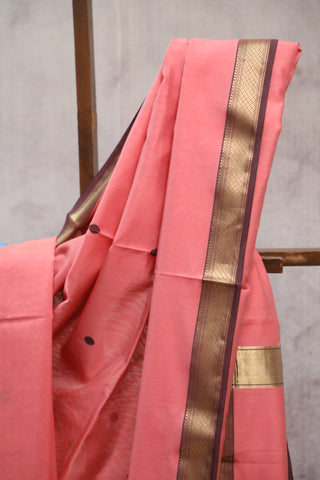 Peach Silk Maheshwari Saree -SRPSMS218