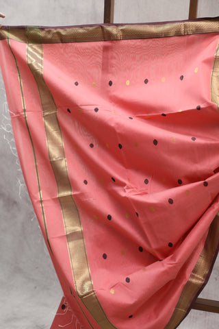 Peach Silk Maheshwari Saree -SRPSMS218