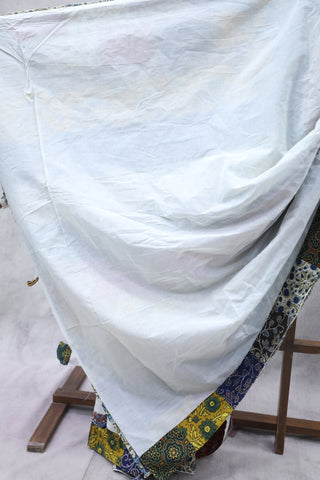 White Cotton Patchwork Saree-SRWCPWS184