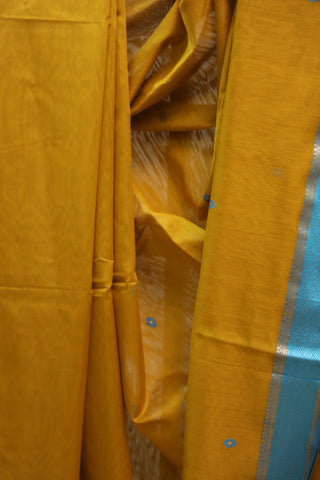 Mustard Yellow Silk Maheshwari Saree -SRMYSMS213