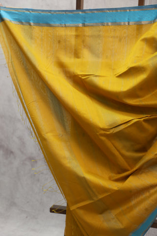 Mustard Yellow Silk Maheshwari Saree -SRMYSMS213