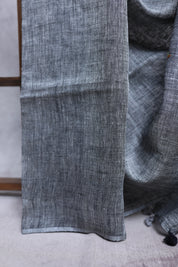 Grey Hand Embroidered Linen Saree-SRGHELS05