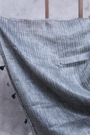 Grey Hand Embroidered Linen Saree-SRGHELS05