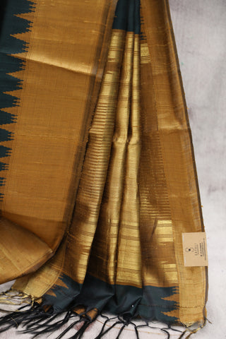 Dark Green Raw Silk Saree - SRDGRSS472