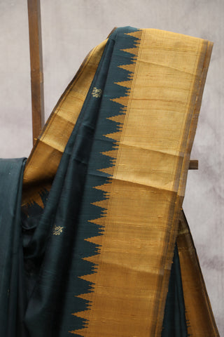 Dark Green Raw Silk Saree - SRDGRSS472