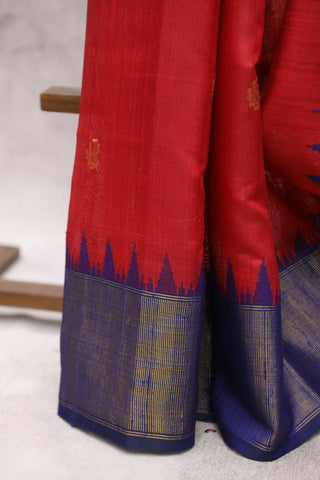 Red Raw Silk Saree - SRRRSS473