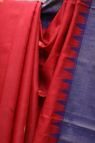 Red Raw Silk Saree - SRRRSS473