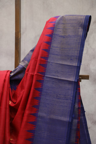 Red Raw Silk Saree - SRRRSS473