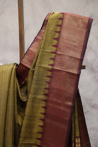 Khaki Raw Silk Saree - SRKRSS479