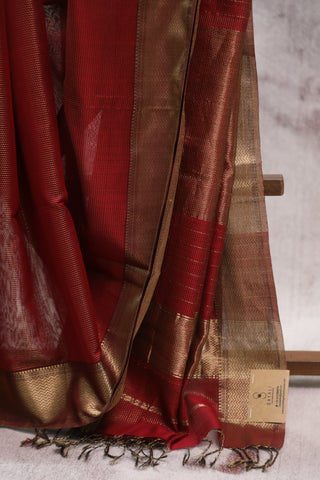 Red Silk Maheshwari Saree - SRRSMS265