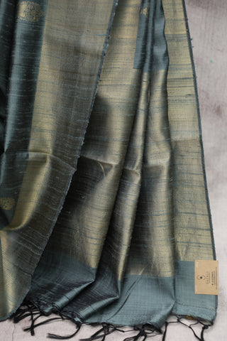 Ash Grey Raw Silk Saree - SRAGRSS301