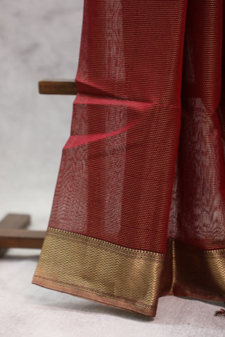 Red Silk Maheshwari Saree - SRRSMS265