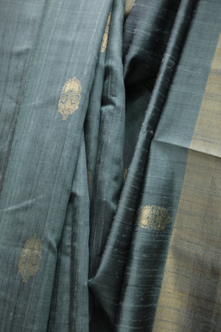 Ash Grey Raw Silk Saree - SRAGRSS301