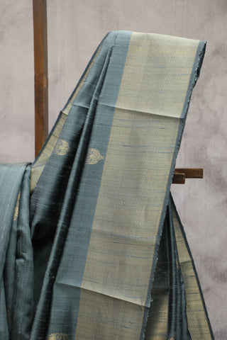 Ash Grey Raw Silk Saree - SRAGRSS301