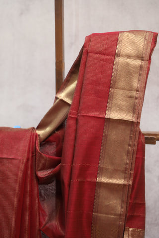 Red Silk Maheshwari Saree - SRRSMS265