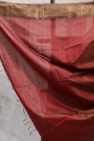 Red Silk Maheshwari Saree - SRRSMS265