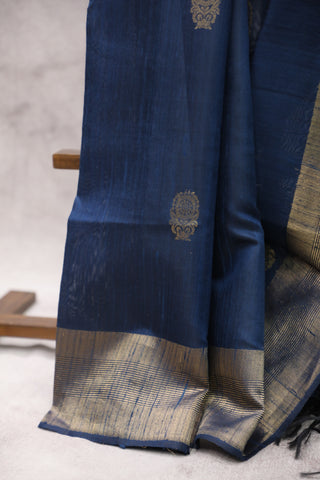 Midnight Blue Raw Silk Saree - SRMBRSS328