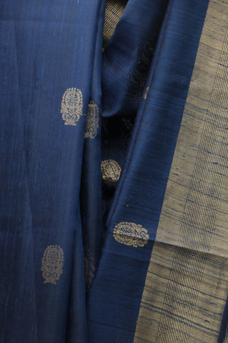 Midnight Blue Raw Silk Saree - SRMBRSS328