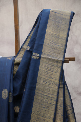 Midnight Blue Raw Silk Saree - SRMBRSS328